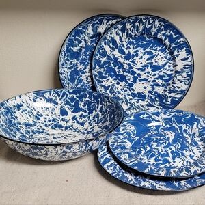 Metal Campware Bowl and Plates Bundle